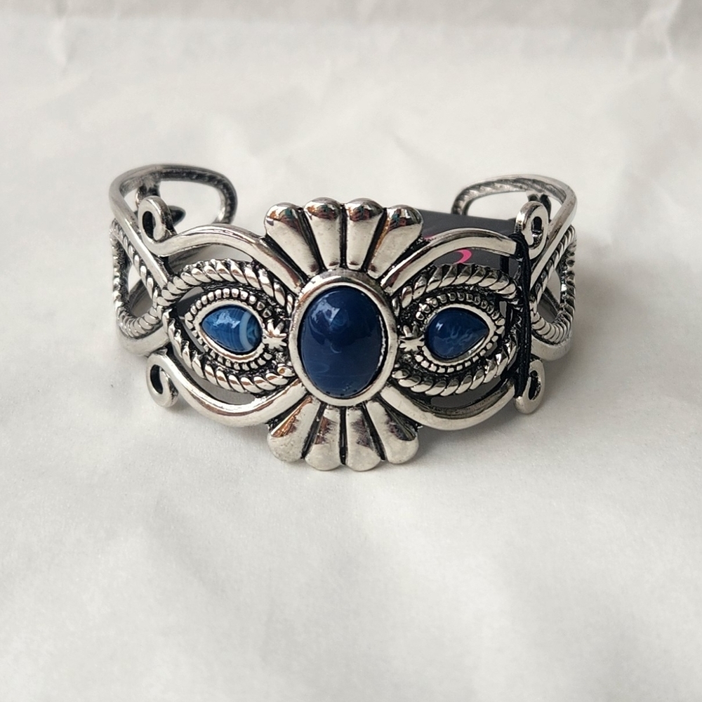 Paparazzi Silver Bracelet with Blue Accents